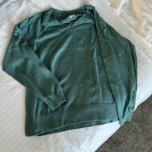 Lucky Brand Green Knit V-neck Sweater